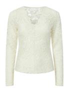 Yaslacey Ls V-Neck Lace Top S. Noos White YAS