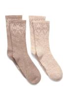 Winter Wool Socks 2-Pack Beige Minymo