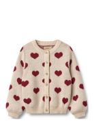 Jacquard Cardigan Hearts Beige Wheat