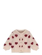 Jacquard Cardigan Hearts Beige Wheat