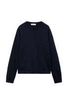 Decorative Seams Cotton Sweater Navy Mango