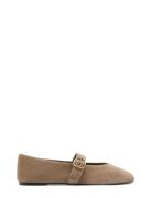 Suede Leather Ballet Flats Beige Mango
