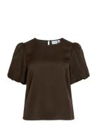 Viellette 2/4 Satin Puff Top - Noos Brown Vila