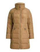 Channel-Quilted Funnelneck Down Coat Beige Lauren Ralph Lauren