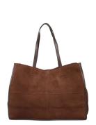 Suede Leather Shopper Bag Brown Mango