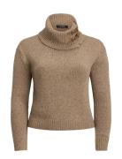 Buckle-Trim Mélange Turtleneck Sweater Beige Lauren Ralph Lauren