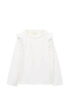 Frills Cotton T-Shirt White Mango