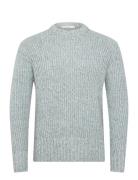 Slhchicago Ls Knit Relaxed Crew Neck Blue Selected