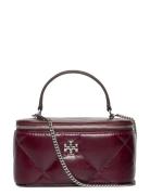 Kira Diamond Quilt Distressed Vanity Case Burgundy Tory Burch
