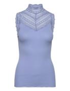 Rwbenita Sl Turtleneck Lace Top Blue Rosemunde