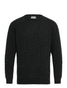 Lambswool Raglan Cable O-Neck Knit Grey Lindbergh