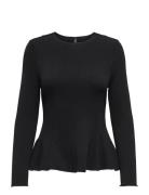 Onlkenya L/S Peplum Top Jrs Black ONLY
