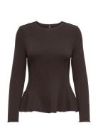 Onlkenya L/S Peplum Top Jrs Brown ONLY