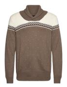 Xmas Shawl Collar Knit Brown Lindbergh