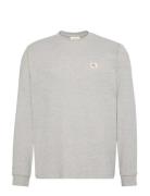 Ls Waffle Badge Crewnk Tee Grey Calvin Klein Jeans