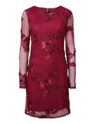 Pcoffia Ls O-Neck Short Dress Jrs D2D Burgundy Pieces