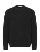 Slhalex Ls Knit Relaxed Crew Neck Noos Black Selected