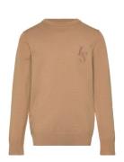 L&S Monogram Crew Neck Jumper Brown Lyle & Scott