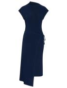 Ss Close To Body Wrap Midi Dress Navy Calvin Klein