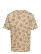 Onsmaldini Aop Reg. Ss Aop Tee Beige ONLY & SONS