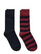 Barstripe And Solid Socks 2-Pack Patterned GANT