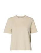 Slfessential Ss Boxy Tee Noos Cream Selected