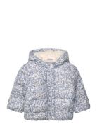 Fur-Effect Floral-Print Anorak Blue Mango