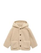 Shearling-Effect Hooded Coat Beige Mango