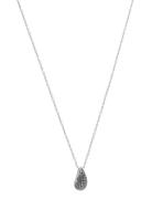 Drop Crystal Necklace Black/Silver Silver Bud To Rose