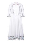 Coloured Embroidered Loose Dress White Stella Nova