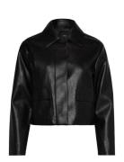 Faux Leather Effect Jacket With Pockets Black Mango