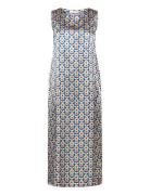 Paulette Dress Sateen 60S Flowers Blue Naja Lauf