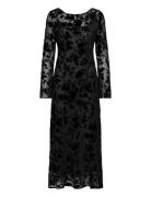 Floral Jacquard Dress With Bell Sleeves Black Mango