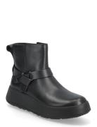 F-Mode Folded-Knot Leather Flatform Chelsea Boots Black FitFlop