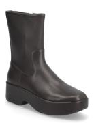 F-Luma Stretch Leather Demi-Wedge Mid-Calf Boots Brown FitFlop