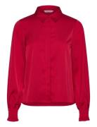 Frill Shirt Blouse Red Bubbleroom