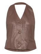 Kimmidep Leather Vest Brown DEPECHE
