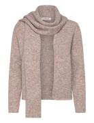 Harper Knit Scarf Cardigan Beige A-View