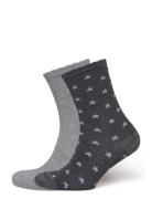 2 Pack Patterned Socks Grey Mango