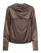 Tammie Satin Blouse Brown Twist & Tango