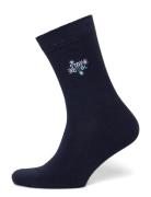 Embroidery Bamboo Sock Navy Lindbergh