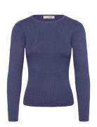 Lana Rib Lurex Blouse Blue A-View