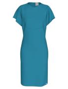 Stretch Crepe Ss Dress Blue Calvin Klein