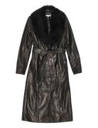 Leather Trench With Fur Collar Black REMAIN Birger Christensen