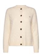 Lambswool Cable Knit Cardigan Cream GANT