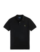 Custom Slim Plaid-Trim Mesh Polo Shirt Black Polo Ralph Lauren