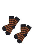 2-Pack Check Socks Orange FUB
