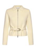 Knitted Jacket With Belt And Buckle Cream Mango