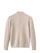 Ribbed Sweater With Zip Neck Beige Mango