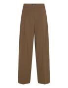 Wide Leg Mid-Rise Pleated Trousers Brown Mango